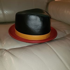Multi color all leather hat.